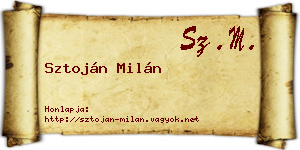 Sztoján Milán névjegykártya